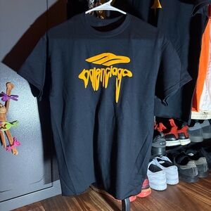 Balenciaga Black Tee with Bold Orange Graphic